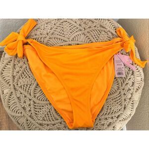🌸 Wild Fable Orange Ribbed Tie Side Plus Size Bikini Swim Bottoms Size 14/16